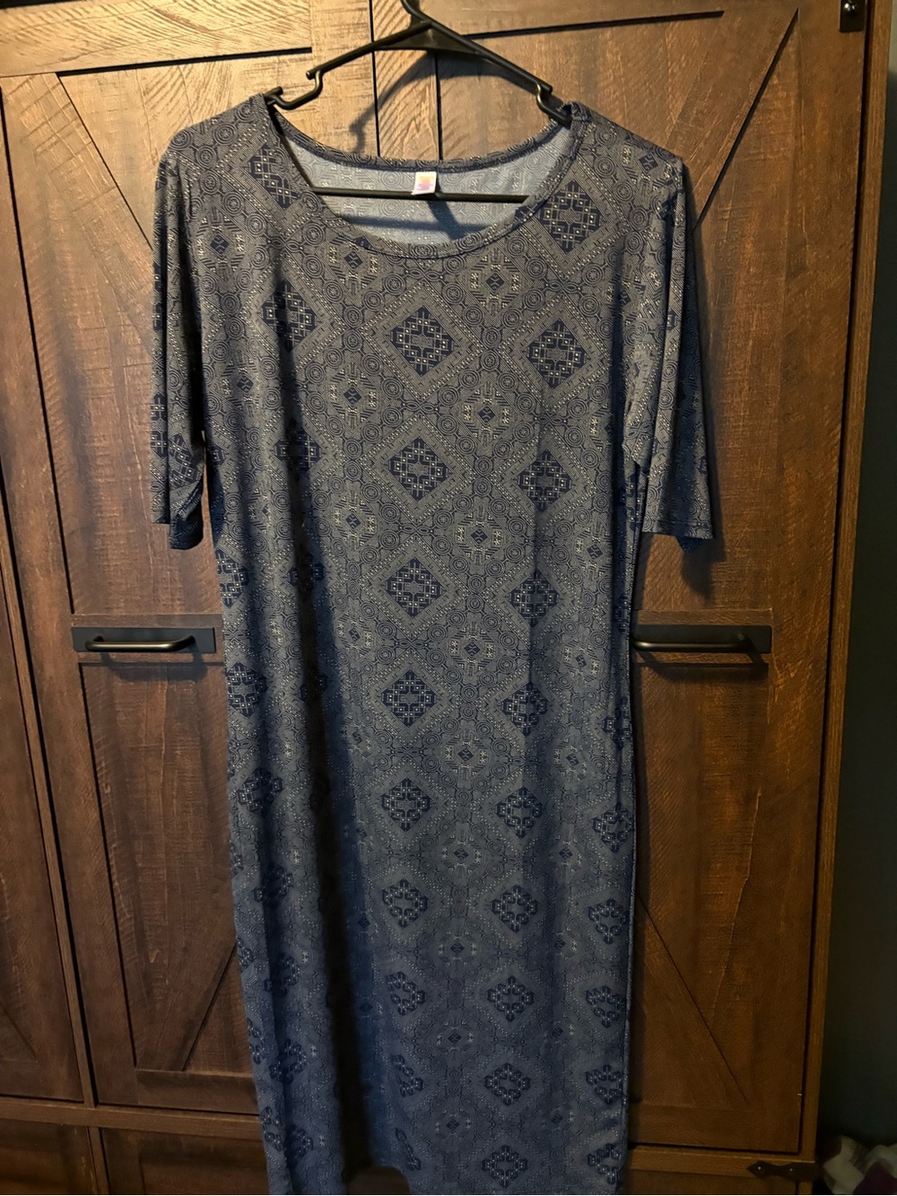 LuLaRoe Navy Blue Patterned Midi Dress